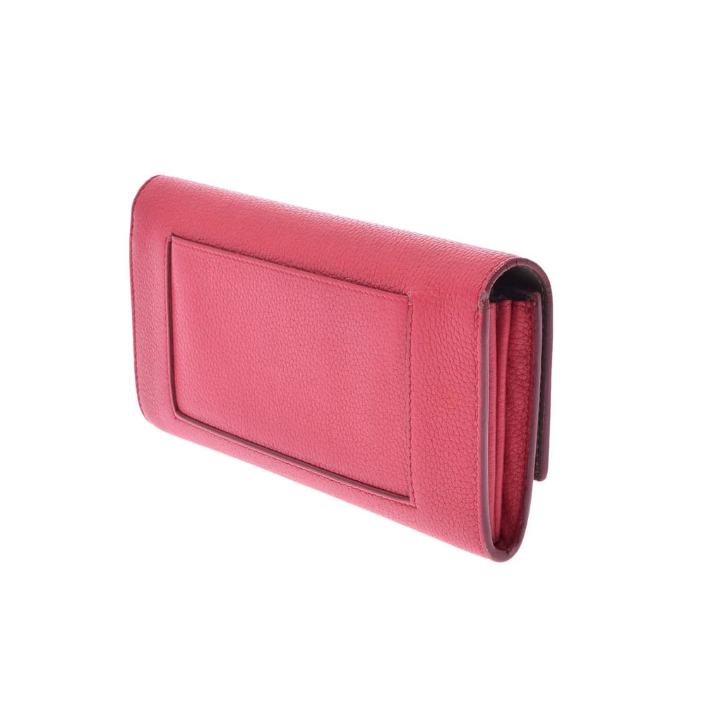 Celine Flap Wallet Pink Calfskin Long Pink